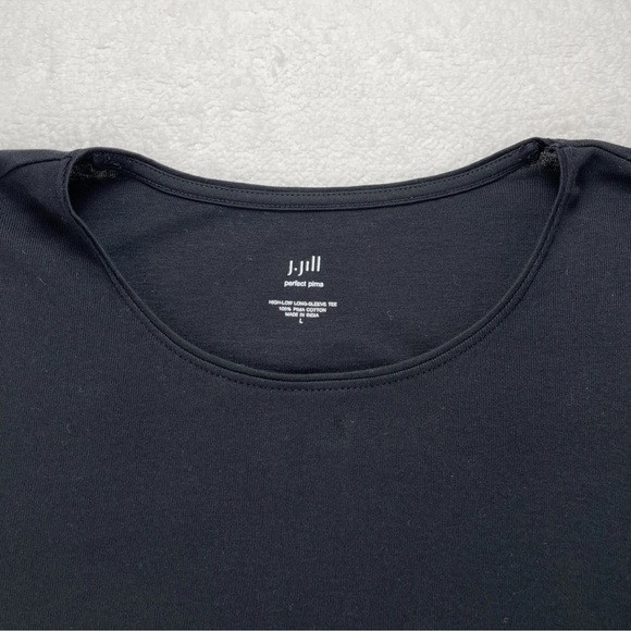 J.Jill Perfect Pima Black PULLOVER TUNIC TOP ~ SIZE L Pima Cotton Boho Lagenlook - Picture 3 of 9